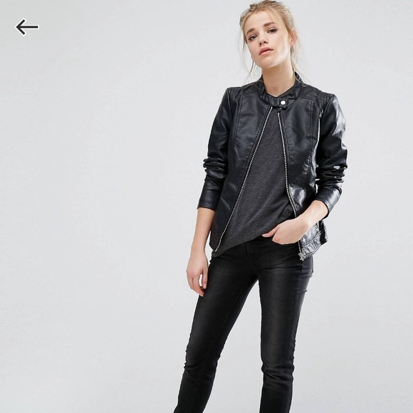 Vila Leather Look Biker Jacket - Picture 4 of 7